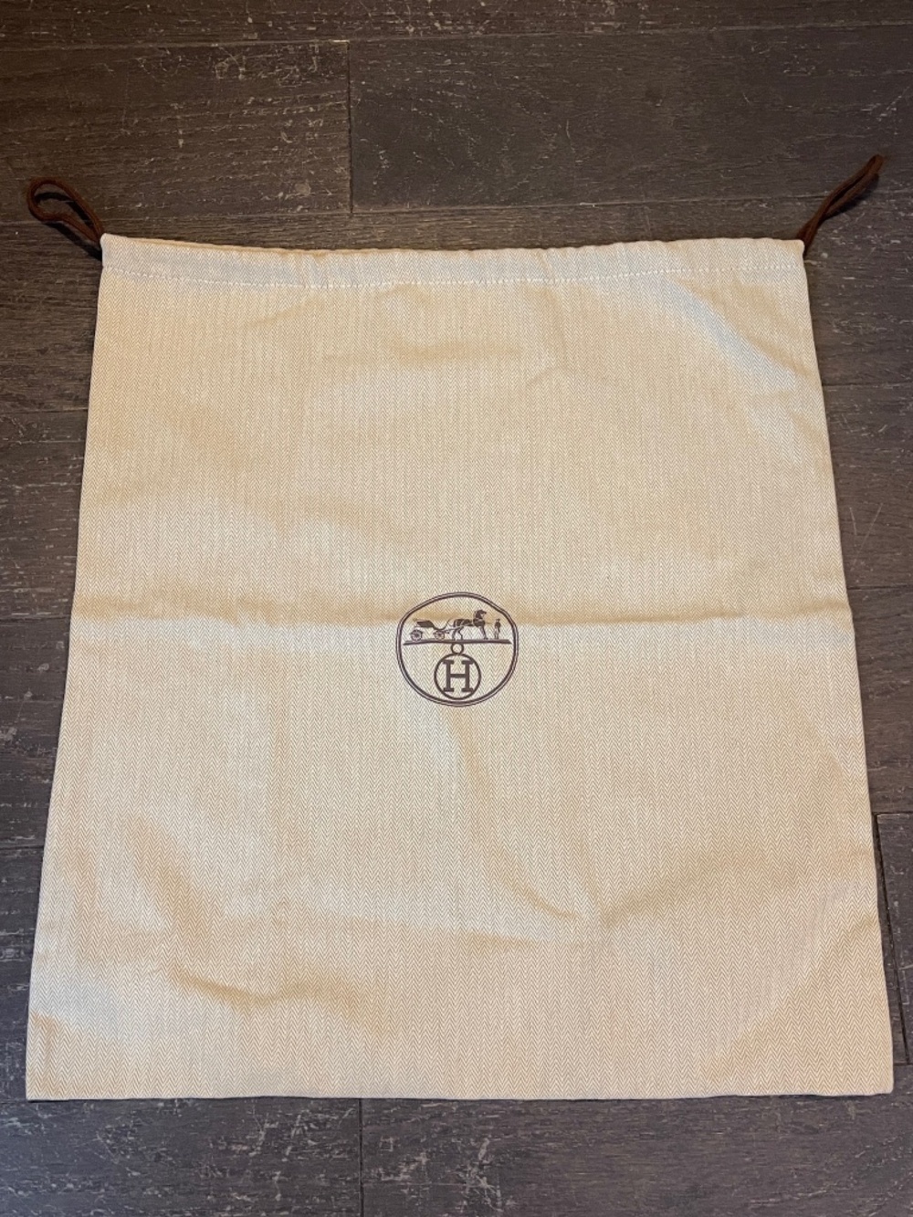 Authentic Hermes XLarge tweed dust bag drawstring storage birkin Kelly 44/49cm